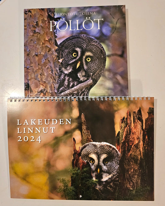 Pöllöt- kirja + Lakeuden linnut 2024 seinäkalenteri